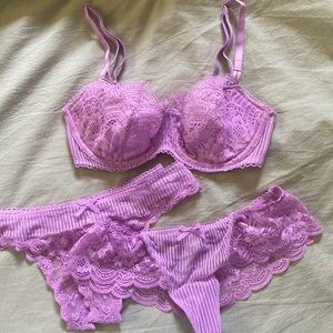 Victoria Secret Dream Angels Push Up Without Padding Bra and matching thongs.